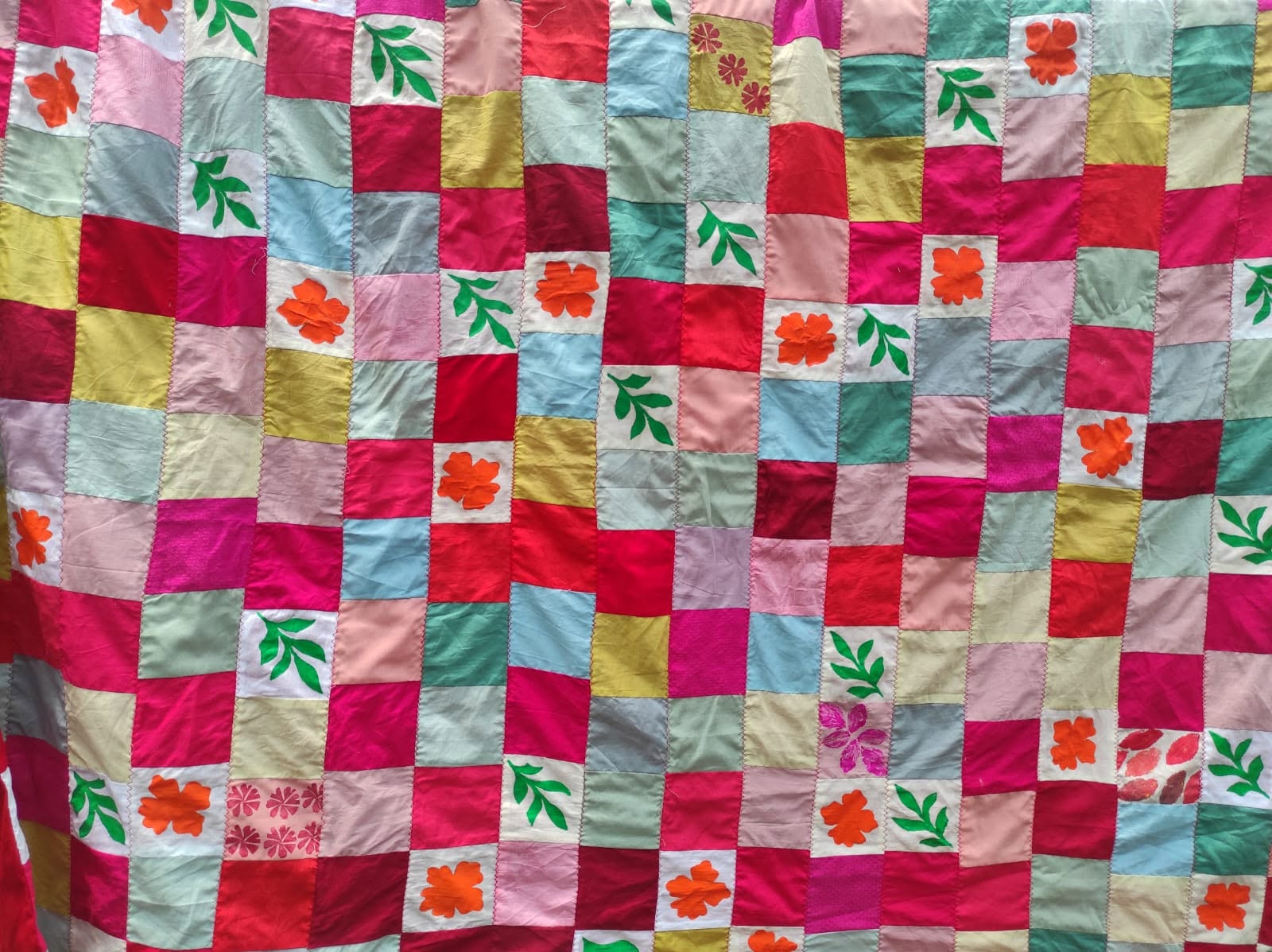 Patchwork quilt hand painted