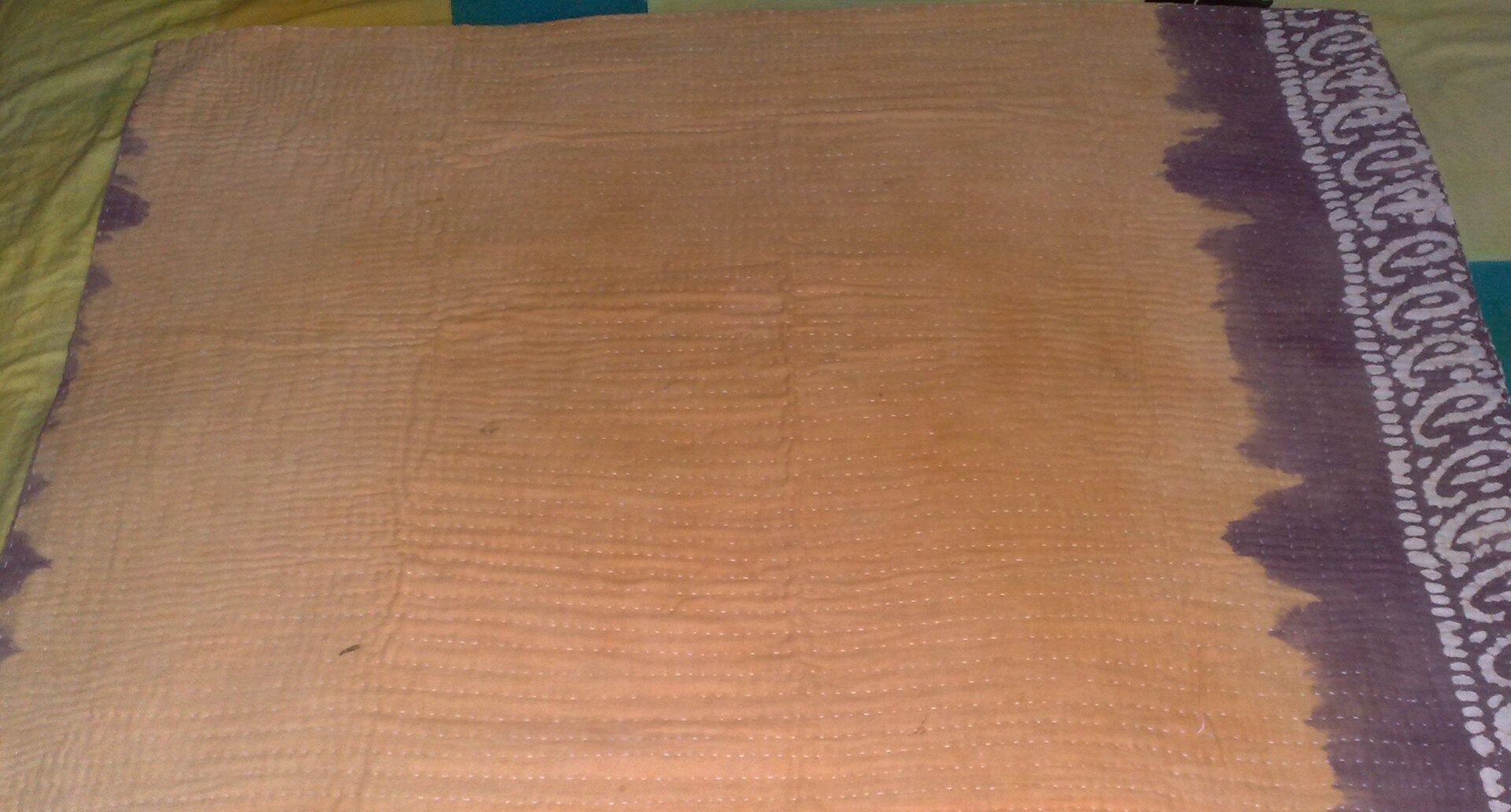 Colorful traditional baby kantha with stitched motifs