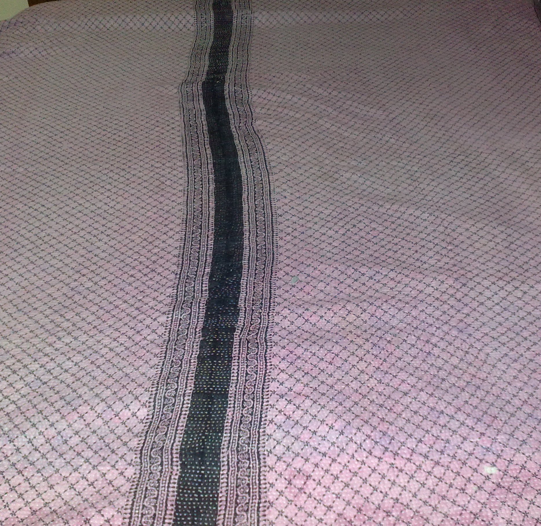 Traditional embroidered bed kantha spread
